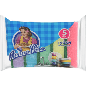 Губка для посуды "Донна Роза" с абразивом (5 шт.упак)