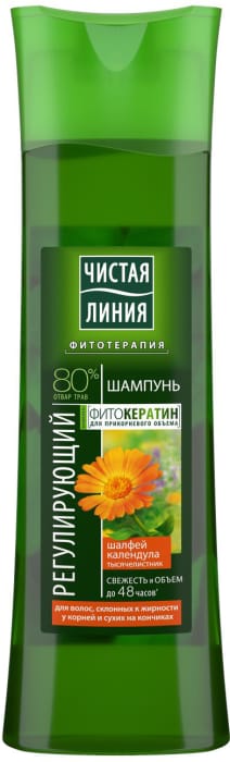 Шампунь 400 мл "Чистая Линия", Календула регулирующий (Для жирных волос)/Женский Шампунь 400 мл "Чистая Линия", Календула регулирующий (Для жирных волос)/Женский