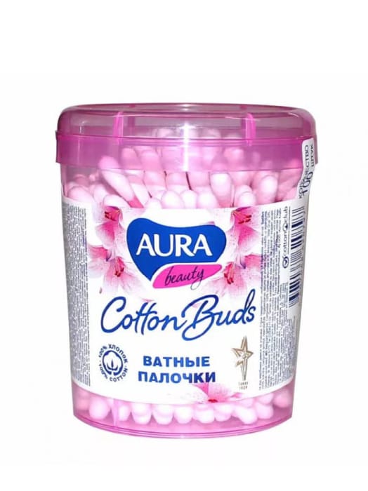 Ватные палочки для ушей "AURA" стакан (100 шт.упак) Ватные палочки для ушей "AURA" стакан (100 шт.упак)